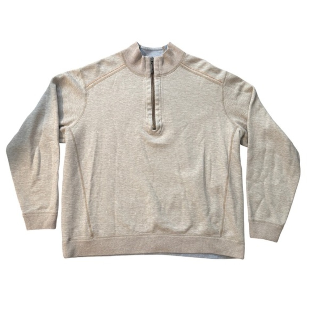 Tommy Bahama Reversible Half Zip Pullover Sweater Textured Knit Mens Medium